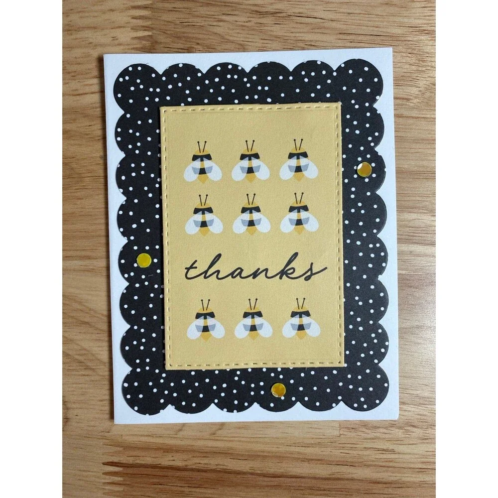 Bee Greeting Card – Handmade A2 Card – All Occasion Thank You Blank Card